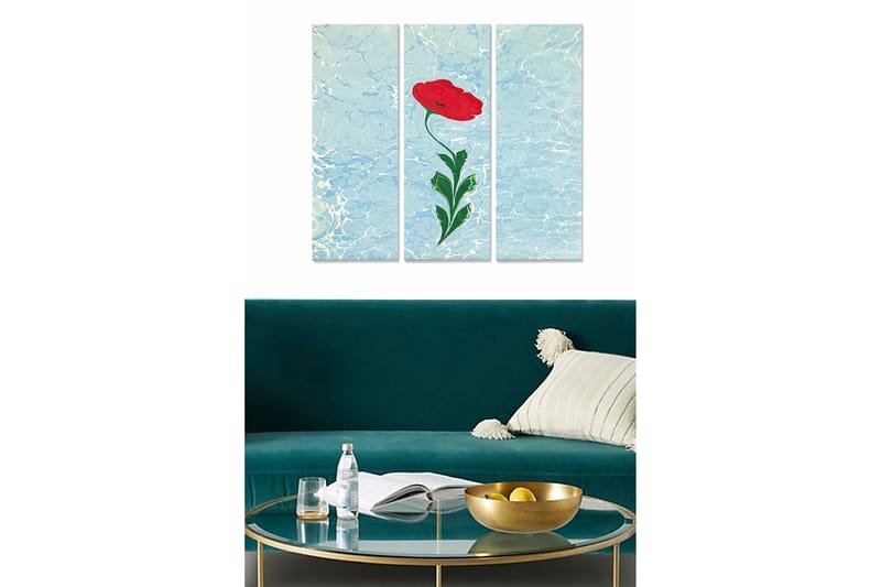 Taulu Floral 3-pak Monivärinen - 20x50 cm - Sisustustuotteet - Seinäkoristeet
