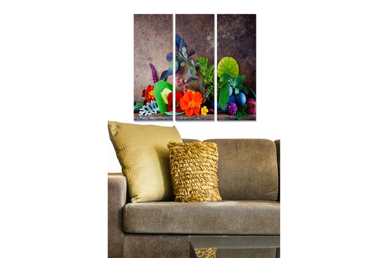 Taulu Floral 3-pak Monivärinen - 20x50 cm - Sisustustuotteet - Seinäkoristeet