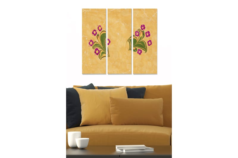 Taulu Floral 3-pak Monivärinen - 20x50 cm - Sisustustuotteet - Seinäkoristeet