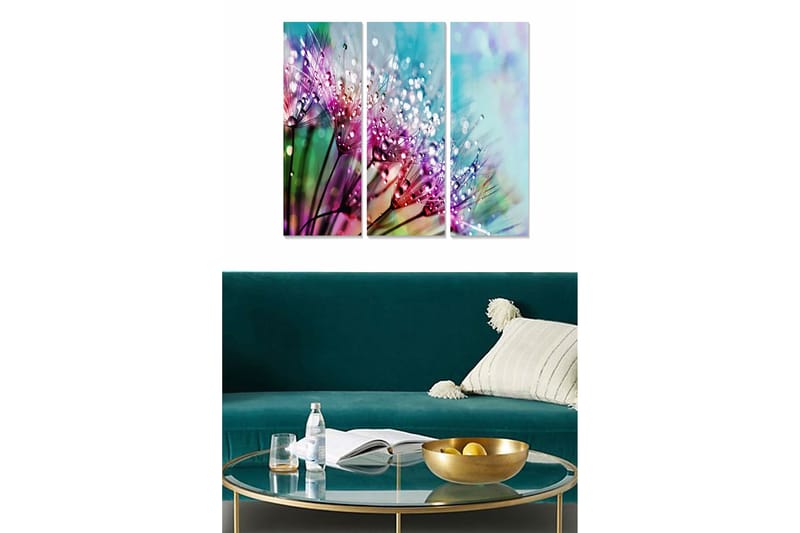 Taulu Floral 3-pak Monivärinen - 20x50 cm - Sisustustuotteet - Seinäkoristeet