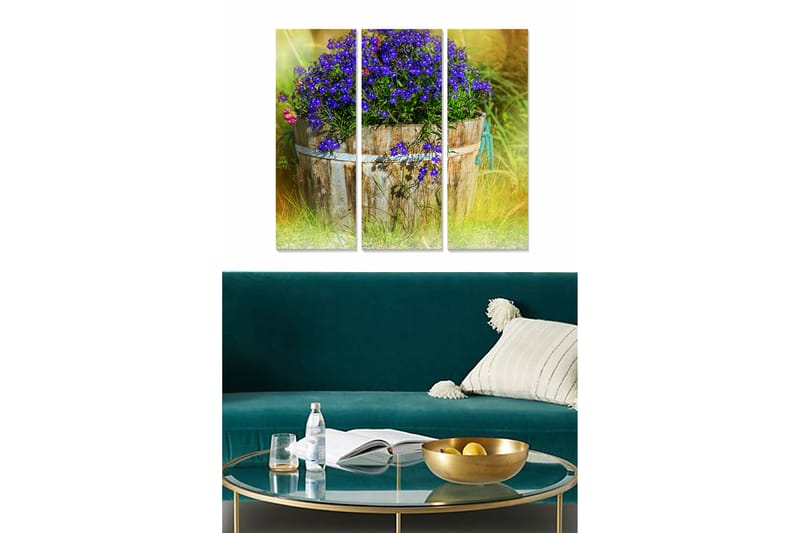 Taulu Floral 3-pak Monivärinen - 20x50 cm - Sisustustuotteet - Seinäkoristeet
