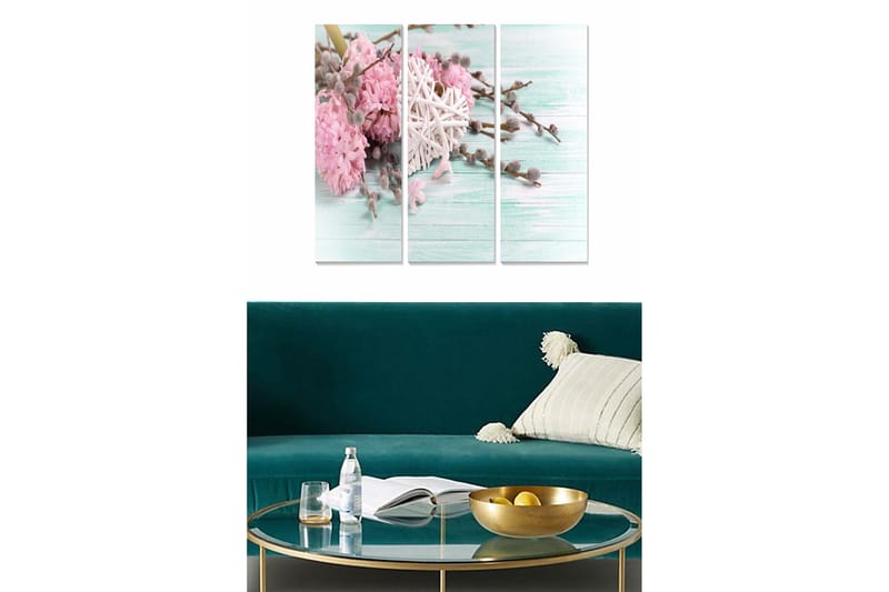 Taulu Floral 3-pak Monivärinen - 20x50 cm - Sisustustuotteet - Seinäkoristeet