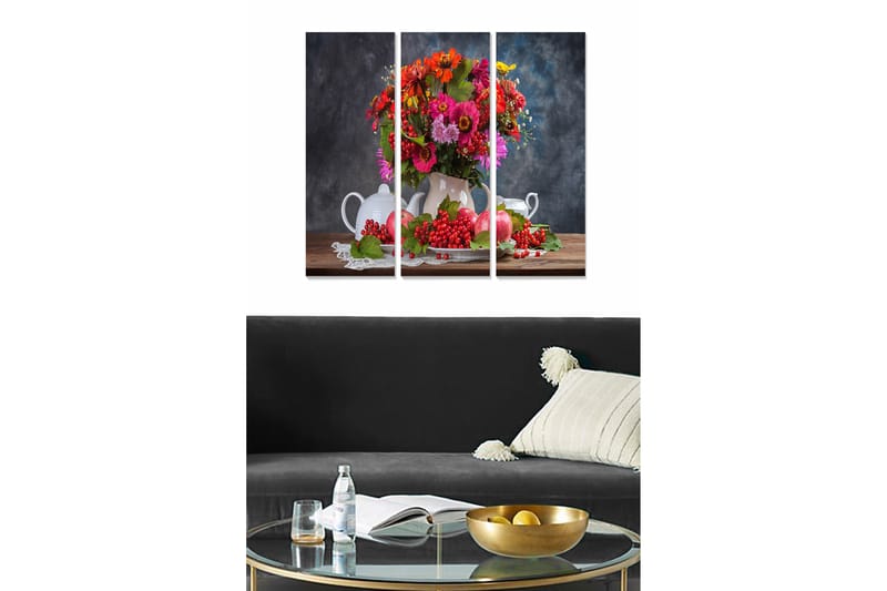 Taulu Floral 3-pak Monivärinen - 20x50 cm - Sisustustuotteet - Seinäkoristeet