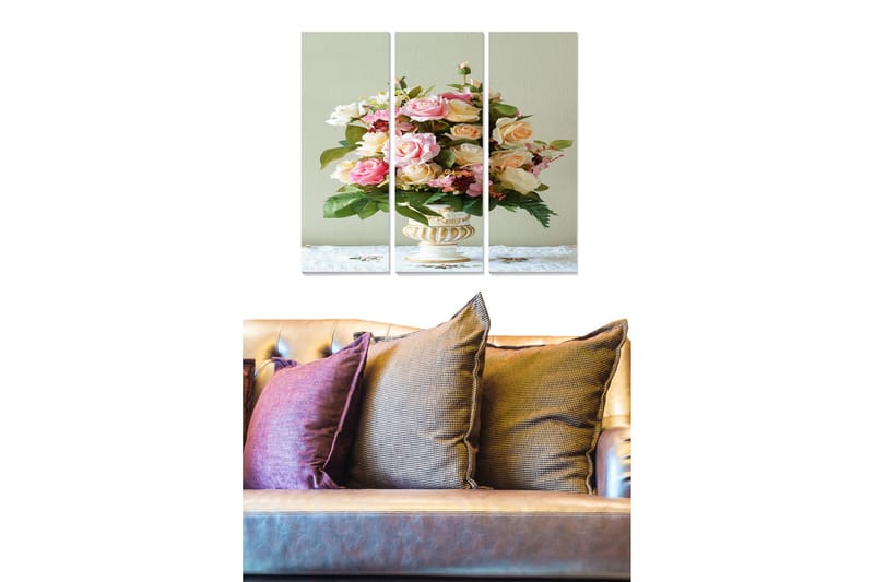 Taulu Floral 3-pak Monivärinen - 20x50 cm - Sisustustuotteet - Seinäkoristeet