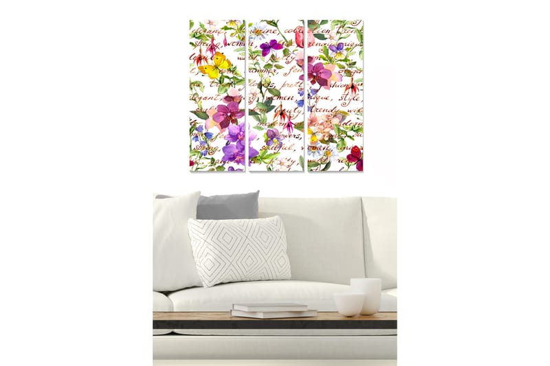 Taulu Floral 3-pak Monivärinen - 20x50 cm - Sisustustuotteet - Seinäkoristeet