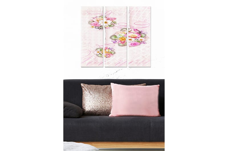 Taulu Floral 3-pak Monivärinen - 20x50 cm - Sisustustuotteet - Seinäkoristeet