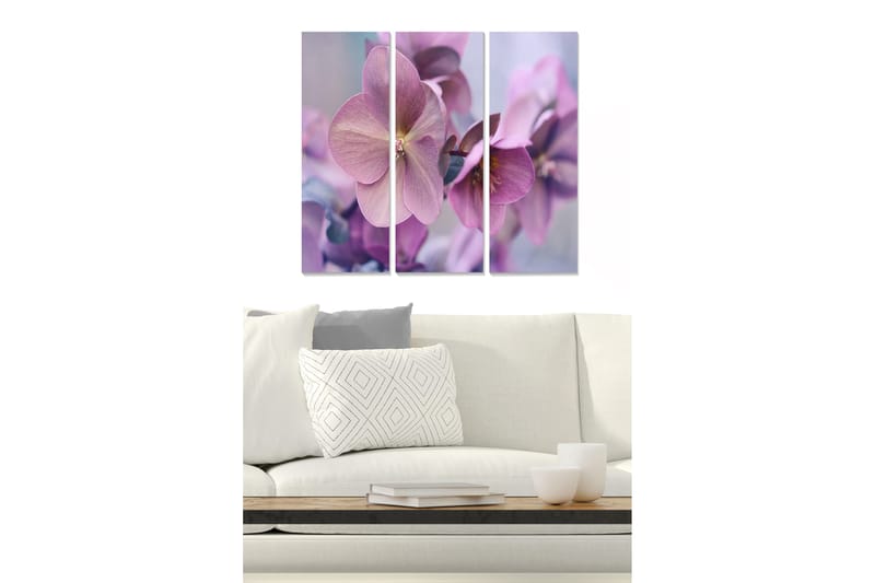 Taulu Floral 3-pak Monivärinen - 20x50 cm - Sisustustuotteet - Seinäkoristeet
