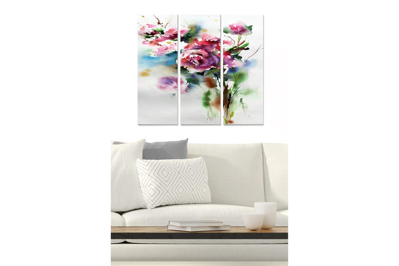 Taulu Floral 3-pak Monivärinen - 20x50 cm - Sisustustuotteet - Seinäkoristeet