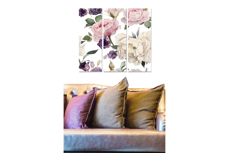 Taulu Floral 3-pak Monivärinen - 20x50 cm - Sisustustuotteet - Seinäkoristeet