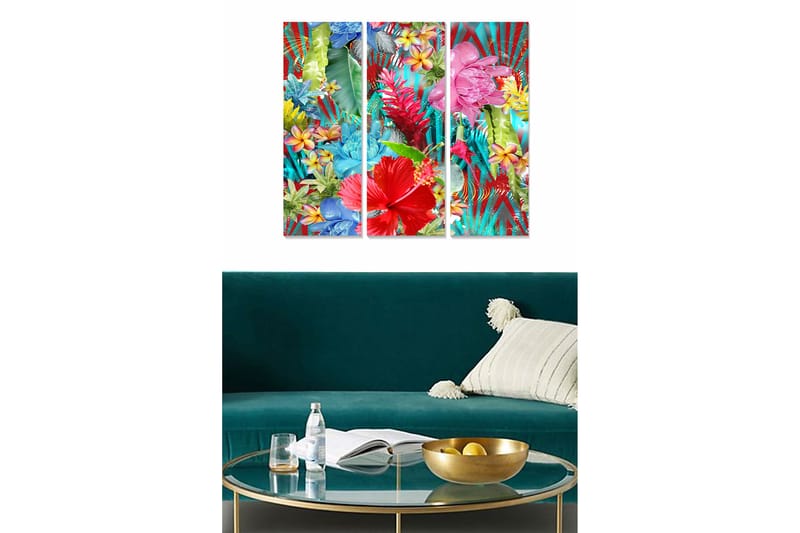 Taulu Floral 3-pak Monivärinen - 20x50 cm - Sisustustuotteet - Seinäkoristeet