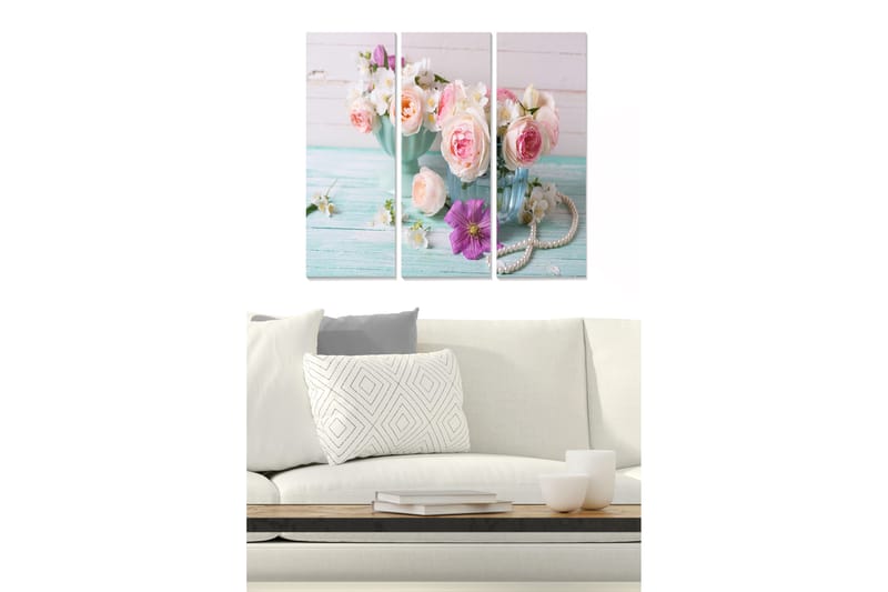 Taulu Floral 3-pak Monivärinen - 20x50 cm - Sisustustuotteet - Seinäkoristeet