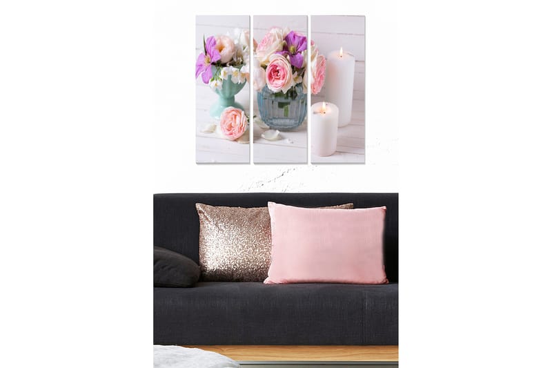 Taulu Floral 3-pak Monivärinen - 20x50 cm - Sisustustuotteet - Seinäkoristeet
