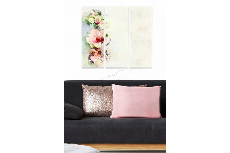 Taulu Floral 3-pak Monivärinen - 20x50 cm - Sisustustuotteet - Seinäkoristeet