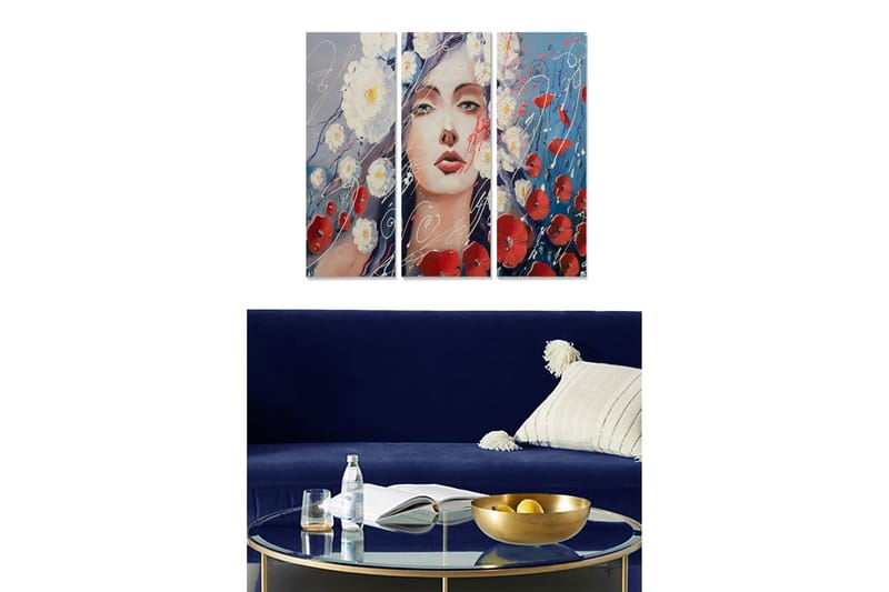 Taulu Floral 3-pak Monivärinen - 20x50 cm - Sisustustuotteet - Seinäkoristeet