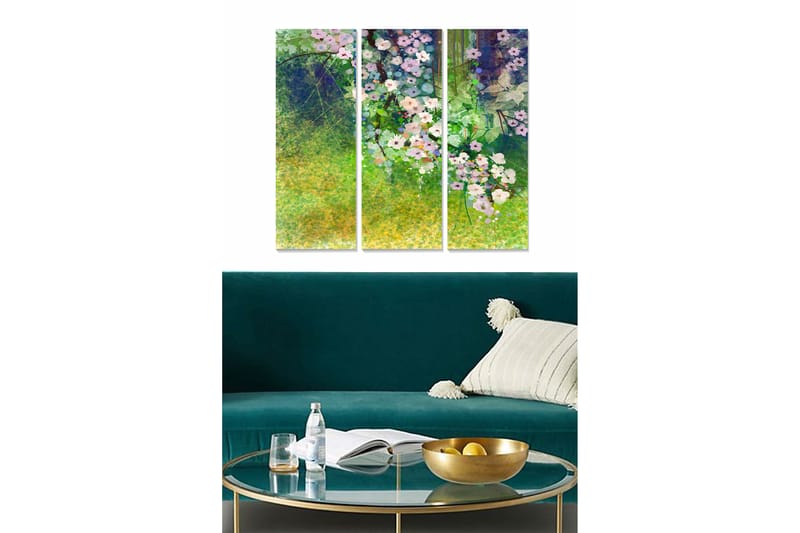 Taulu Floral 3-pak Monivärinen - 20x50 cm - Sisustustuotteet - Seinäkoristeet