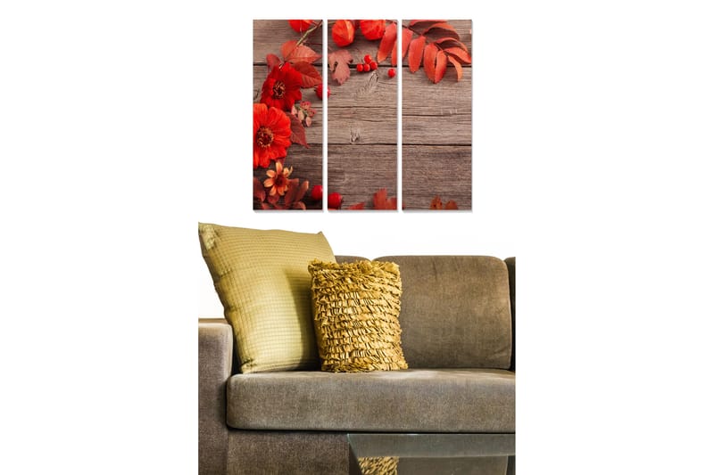 Taulu Floral 3-pak Monivärinen - 20x50 cm - Sisustustuotteet - Seinäkoristeet