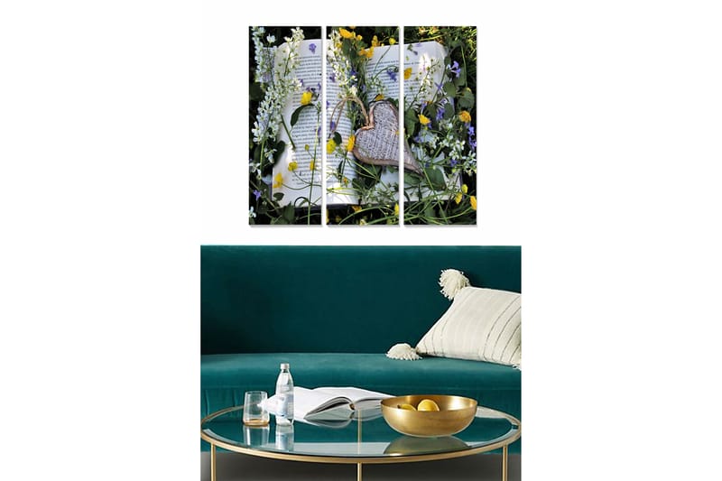Taulu Floral 3-pak Monivärinen - 20x50 cm - Sisustustuotteet - Seinäkoristeet