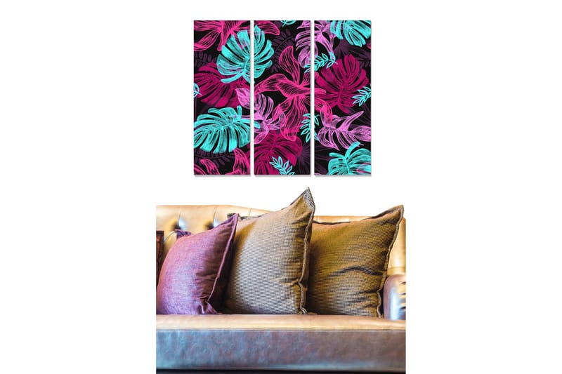 Taulu Floral 3-pak Monivärinen - 20x50 cm - Sisustustuotteet - Seinäkoristeet