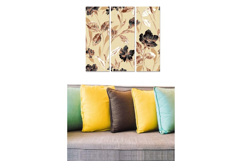 Taulu Floral 3-pak Monivärinen - 20x50 cm - Sisustustuotteet - Seinäkoristeet