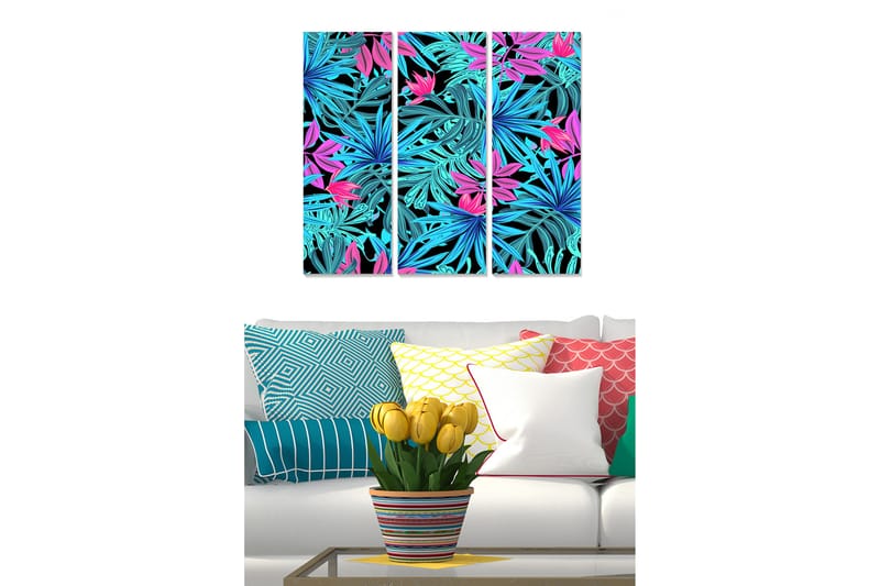 Taulu Floral 3-pak Monivärinen - 20x50 cm - Sisustustuotteet - Seinäkoristeet