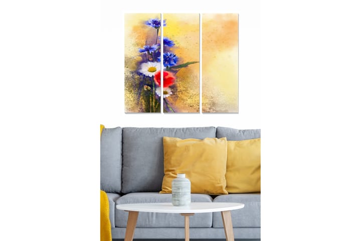 Taulu Floral 3-pak Monivärinen - 20x50 cm - Canvas-taulu - Seinäkoristeet