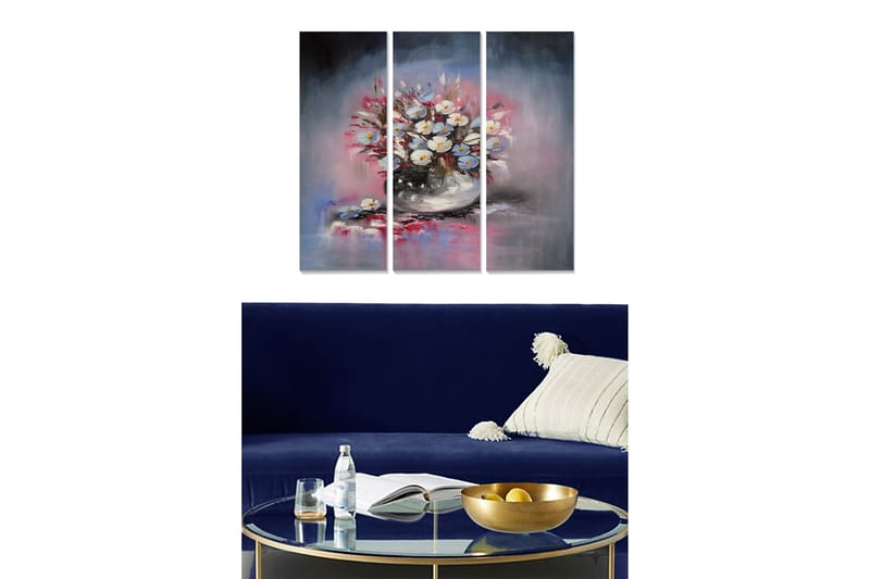 Taulu Floral 3-pak Monivärinen - 20x50 cm - Sisustustuotteet - Seinäkoristeet