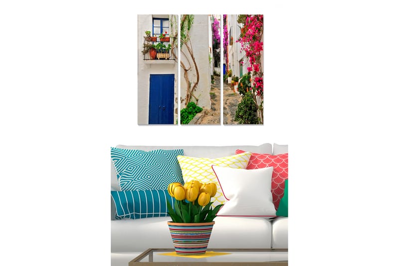 Taulu Floral 3-pak Monivärinen - 20x50 cm - Sisustustuotteet - Seinäkoristeet