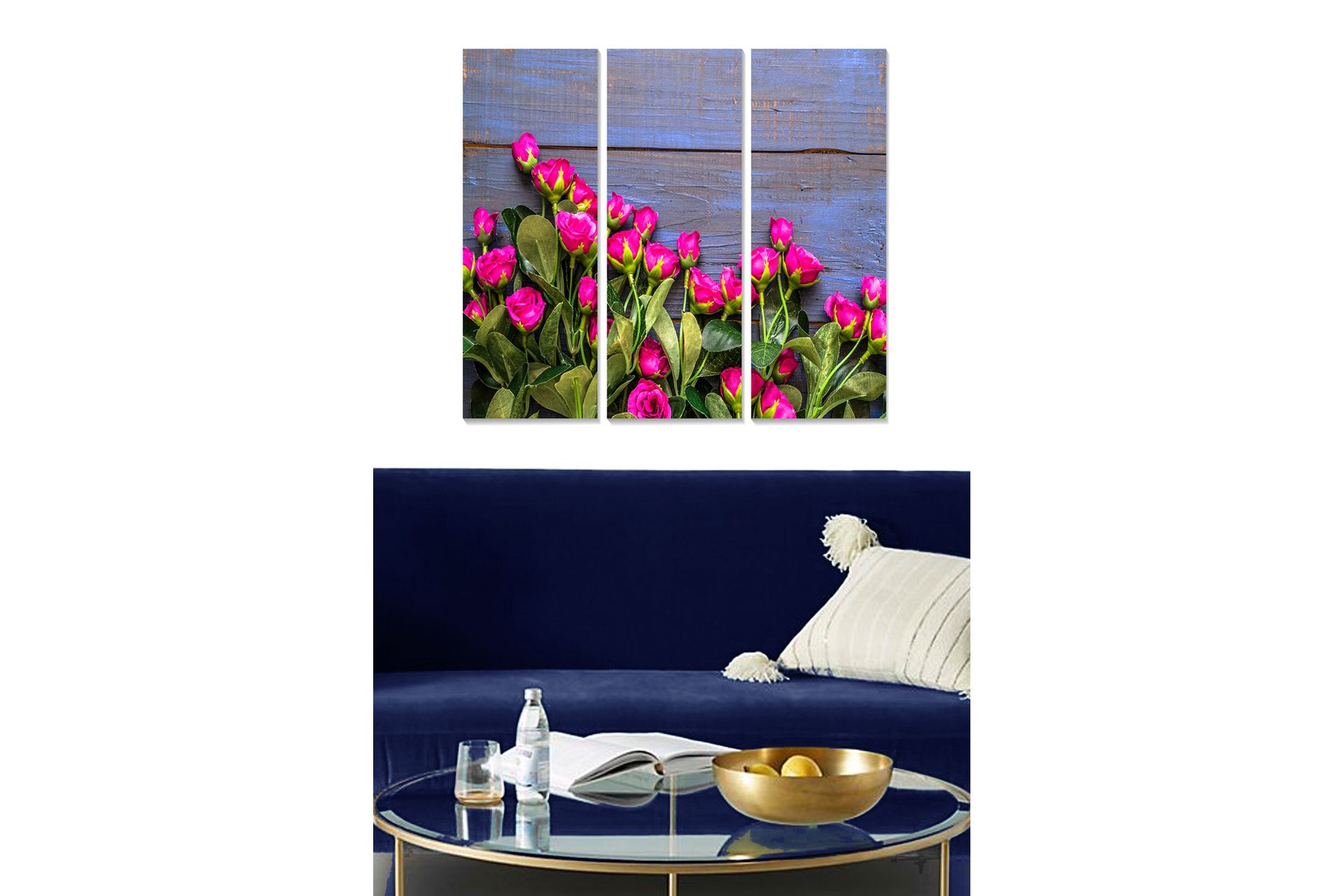 Taulu Floral 3-pak Monivärinen - 20x50 cm - Sisustustuotteet - Seinäkoristeet