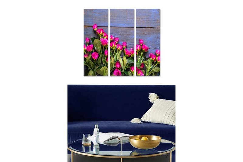 Taulu Floral 3-pak Monivärinen - 20x50 cm - Sisustustuotteet - Seinäkoristeet