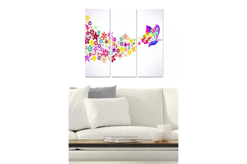 Taulu Floral 3-pak Monivärinen - 20x50 cm - Sisustustuotteet - Seinäkoristeet