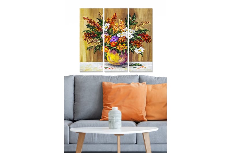 Taulu Floral 3-pak Monivärinen - 20x50 cm - Sisustustuotteet - Seinäkoristeet