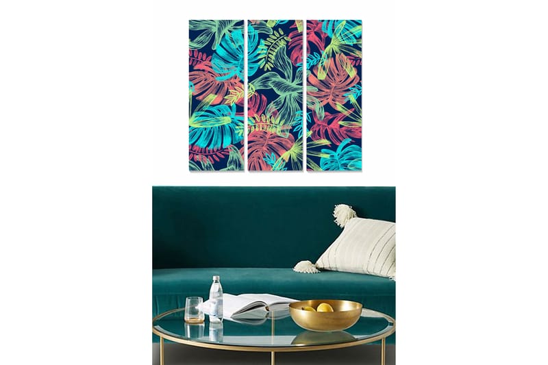 Taulu Floral 3-pak Monivärinen - 20x50 cm - Sisustustuotteet - Seinäkoristeet