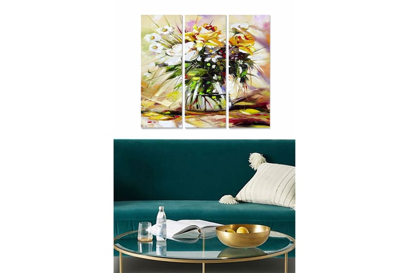 Taulu Floral 3-pak Monivärinen - 20x50 cm - Sisustustuotteet - Seinäkoristeet