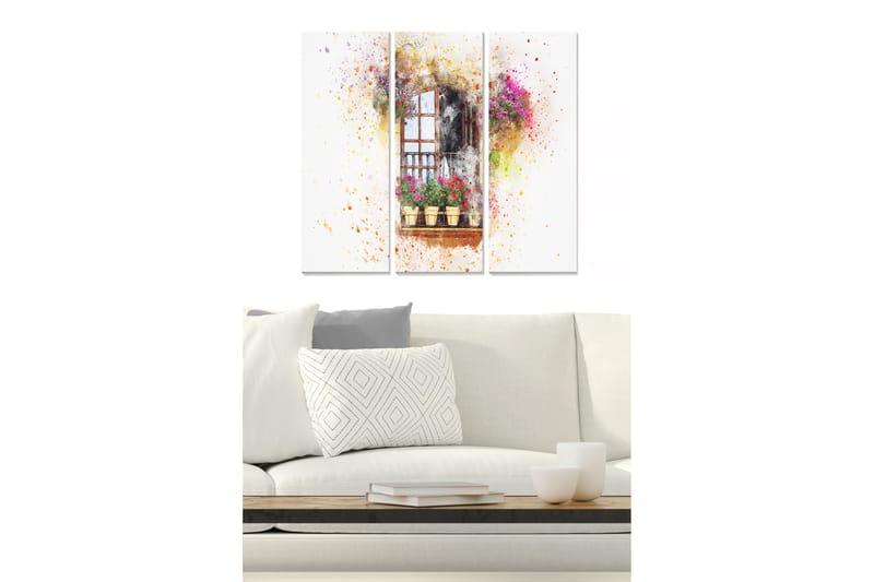 Taulu Floral 3-pak Monivärinen - 20x50 cm - Sisustustuotteet - Seinäkoristeet