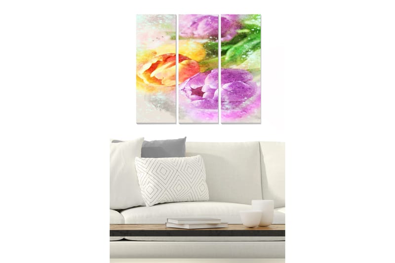 Taulu Floral 3-pak Monivärinen, 20x50 cm