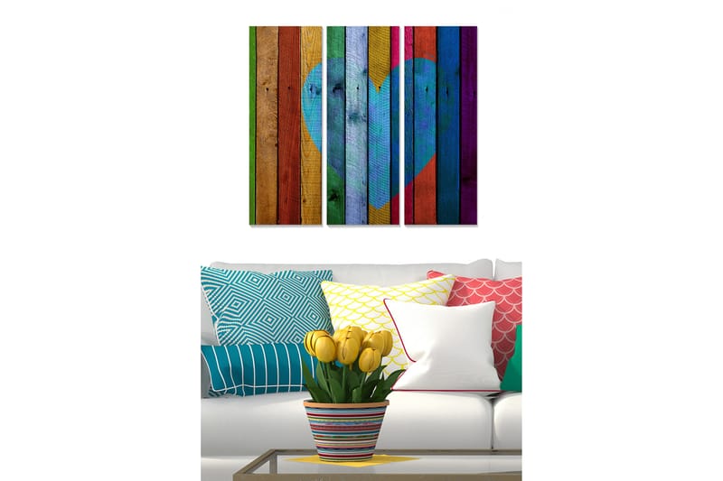 Taulu Love 3-pak Monivärinen - 20x50 cm - Sisustustuotteet - Seinäkoristeet