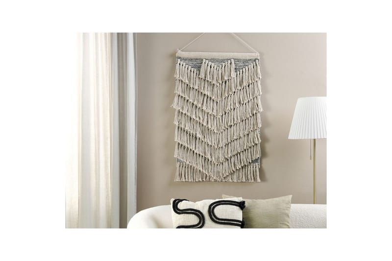 Väggdekoration i tyg Beliani Kotra Beige||Graphite grey - Sisustustuotteet - Taulu & taide