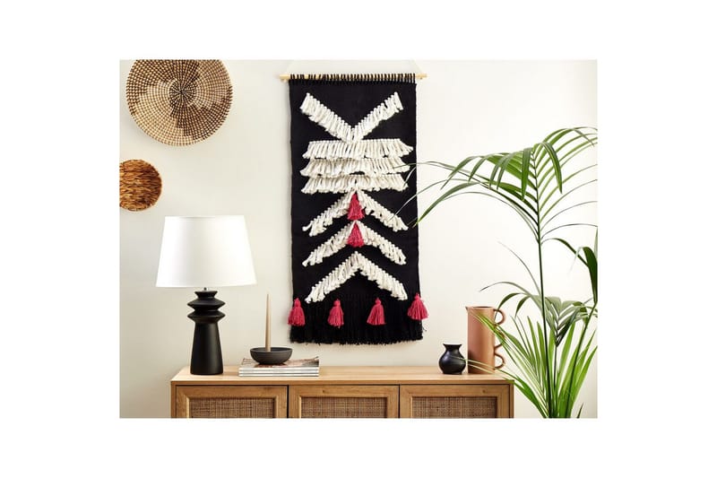 Väggdekoration i tyg Beliani Pakpattan Black||White||Hot Pink - Sisustustuotteet - Taulu & taide