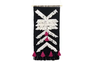 Väggdekoration i tyg Beliani Pakpattan Black||White||Hot Pink - Sisustustuotteet - Taulu & taide