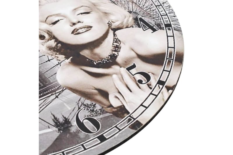 Vintagetyylinen seinäkello Marilyn Monroe 30 cm - Monivärinen - Sisustustuotteet - Seinäkoristeet - Kellot