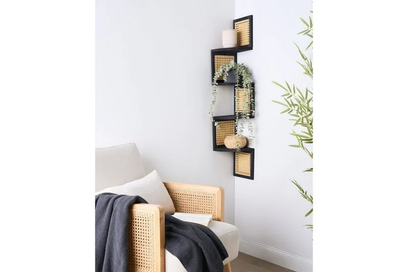 Kirjahylly Leppä Musta, vaalea puu - Musta, vaalea puu - Sisustustuotteet - Sisustusesineet - Koriste-esineet - Kirjatuki