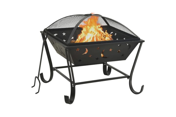 Fire Pit with Poker 62 cmxXL Steel - Musta - Valmistakat