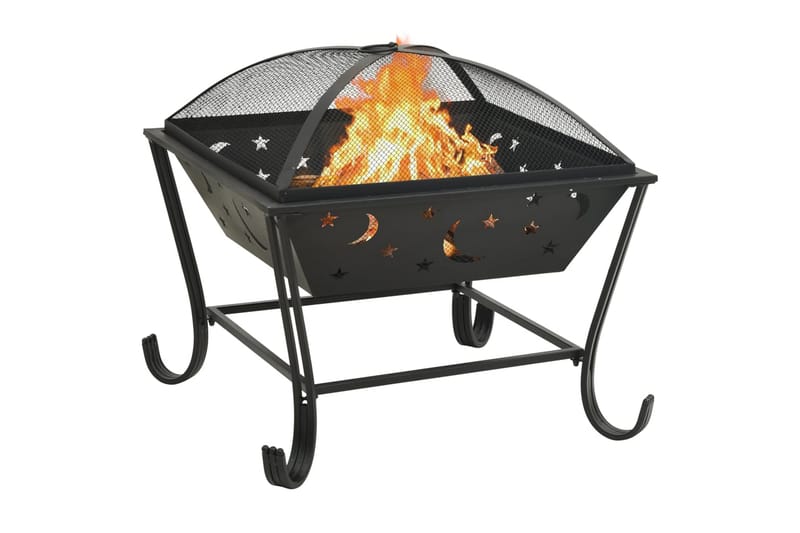 Fire Pit with Poker 62 cmxXL Steel - Musta - Valmistakat