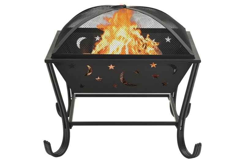 Fire Pit with Poker 62 cmxXL Steel - Musta - Valmistakat