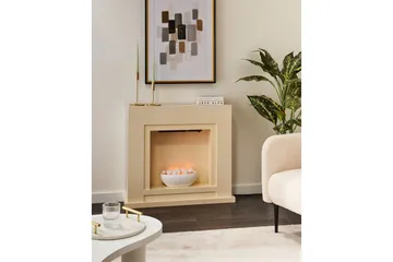 Elektrisk eldstad Beliani Sahara Beige||White - Sisustustuotteet - Sisustustakka & kamiina - Sisustustakka ilman hormia - Sähkötakka