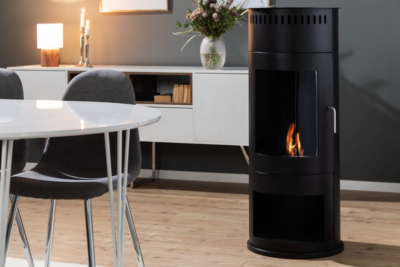 Corbo Vapaa Pyöreä Etanoliuuni 112x45x45 cm lasia ja ruostumatonta terästä - Musta - Sisustustuotteet - Sisustustakka & kamiina - Sisustustakka ilman hormia - Etanolitakka