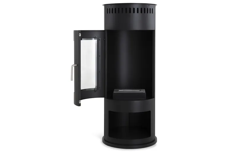 Corbo vapaasti seisova pyöreä etanolitakka 112x45x45 cm, lasia ja ruostumatonta terästä - Musta - Sisustustuotteet - Sisustustakka & kamiina - Sisustustakka ilman hormia - Etanolitakka