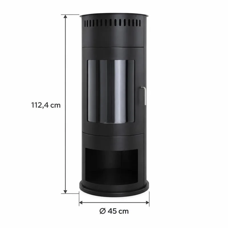 Corbo vapaasti seisova pyöreä etanolitakka 112x45x45 cm, lasia ja ruostumatonta terästä - Musta - Sisustustuotteet - Sisustustakka & kamiina - Sisustustakka ilman hormia - Etanolitakka