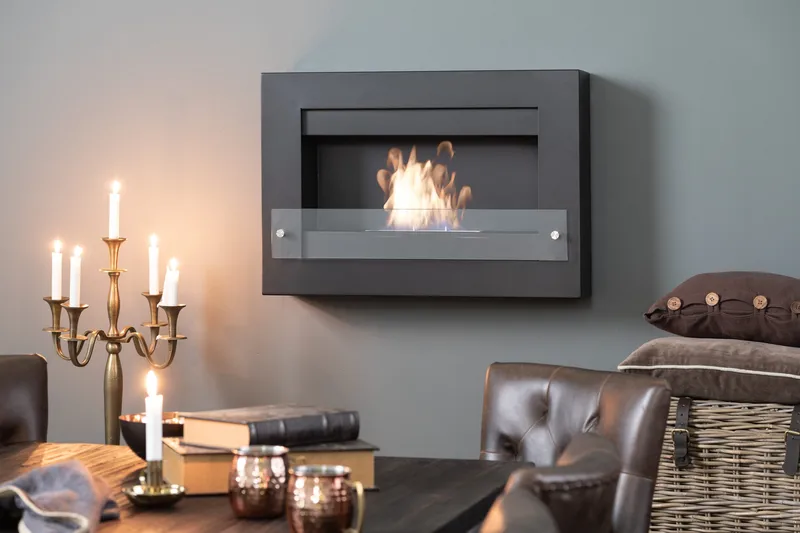 Sisustustakka Zella Bioetanoli Seinäkiinnitteinen - Musta/Ruostumaton teräs/lasi - Sisustustuotteet - Sisustustakka & kamiina - Sisustustakka ilman hormia - Etanolitakka