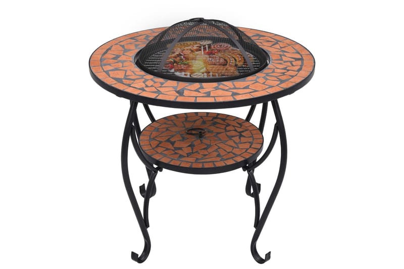 Mosaiikkipöytä tulisijalla terrakotta 68 cm keramiikka - Ruskea - Sisustustuotteet - Sisustustakka & kamiina - Ulkotilan tulisija & kotakeittiö